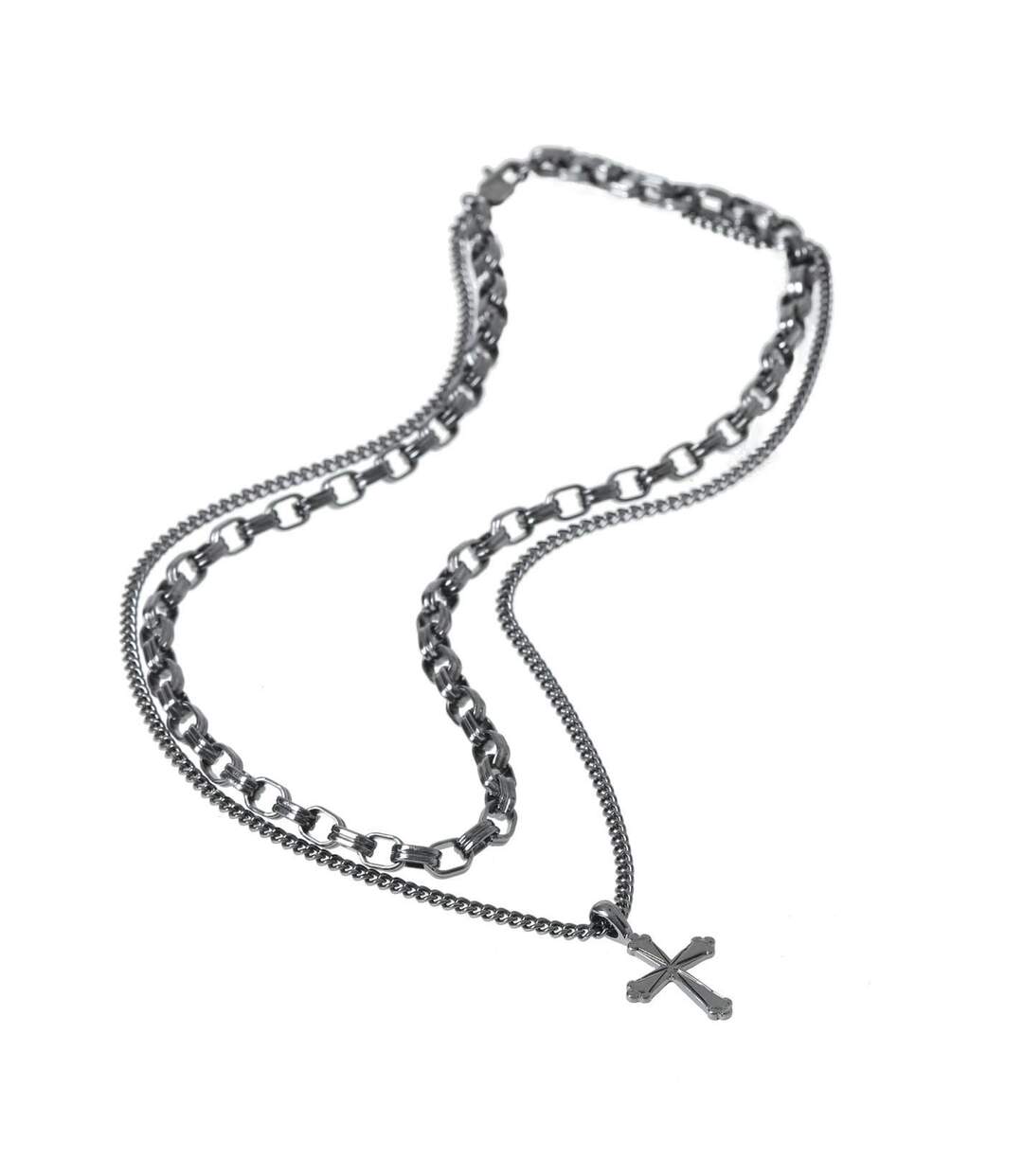 Layered Necklace One Size Black Fabric-3