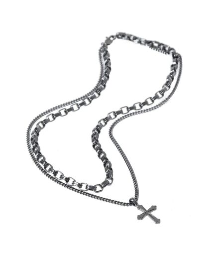 Layered Necklace One Size Black Fabric