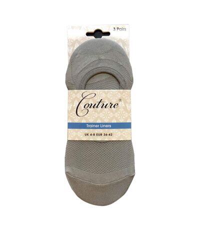 Couture Womens/Ladies Trainer Socks (Pack of 3) (Black/Gray/White)