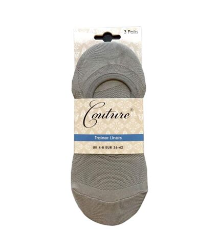 Couture Womens/Ladies Trainer Socks (Pack of 3) (Black/Gray/White) - UTLW477