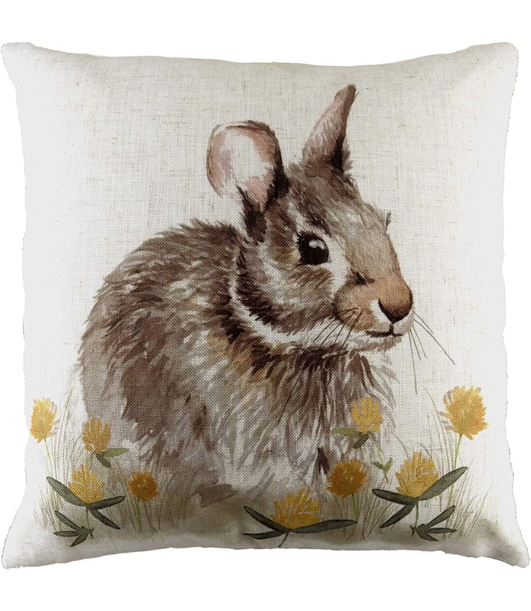 Woodland hare cushion cover one size off white/brown/yellow Evans Lichfield