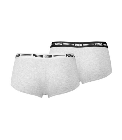 Boxer PUMA Femme en Coton Qualité et Confort-Assortiment modèles photos selon arrivages- Pack de 2 BOXERS PUMA Gris