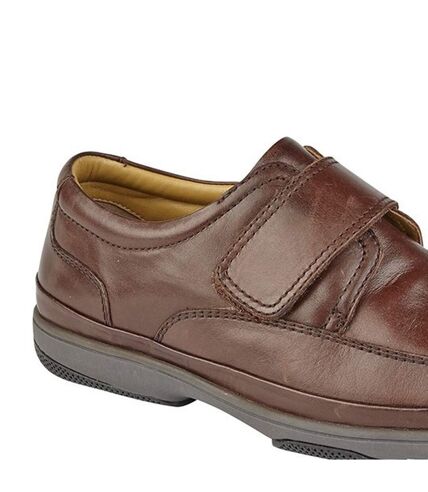 Roamers Mens Leather Wide Fit Touch Fastening Casual Shoes (Brown) - UTDF1692