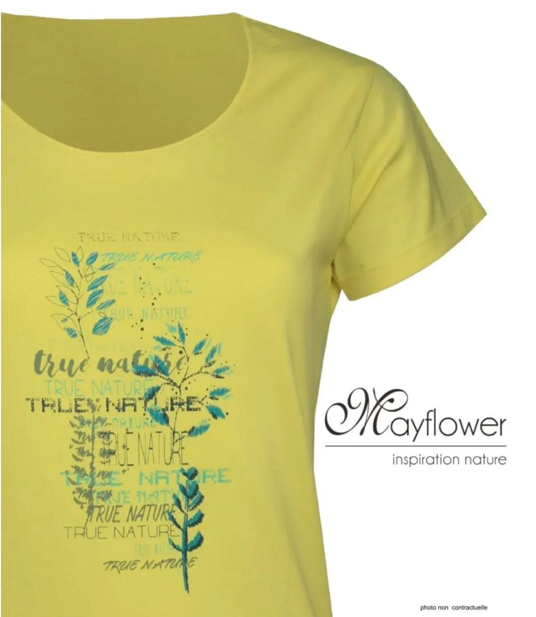 Tee-shirt Mayflower Dojo1 en coton jaune : l'éclat de la nature et son motif Herbier-4