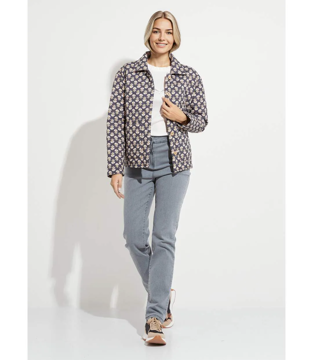 Veste boutonnée matelassée imprimée-3