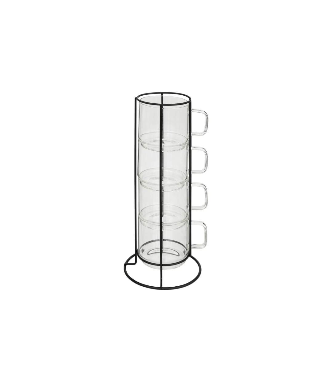 Lot de 4 Mugs sur Rack Mia 30cl Transparent-1