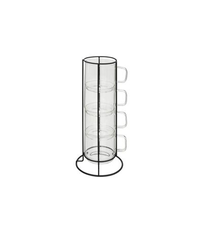 Lot de 4 Mugs sur Rack Mia 30cl Transparent
