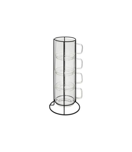 Lot de 4 Mugs sur Rack Mia 30cl Transparent