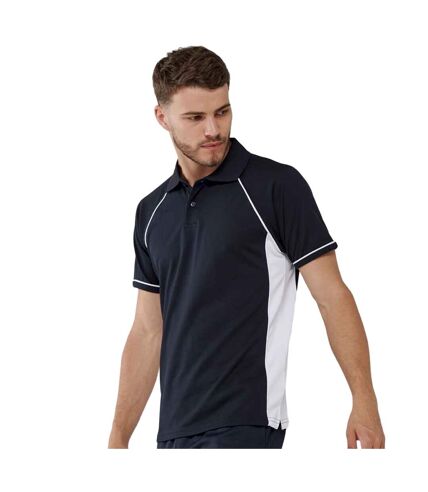 Finden & Hales Mens Performance Contrast Panel Polo Shirt (Navy/White)