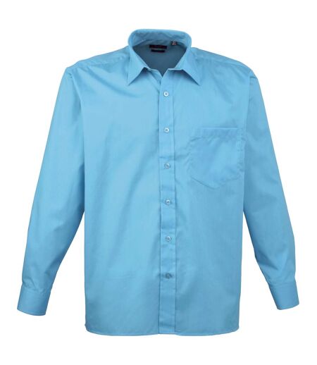 Premier Mens Long Sleeve Formal Plain Work Poplin Shirt (Turquoise) - UTRW1081
