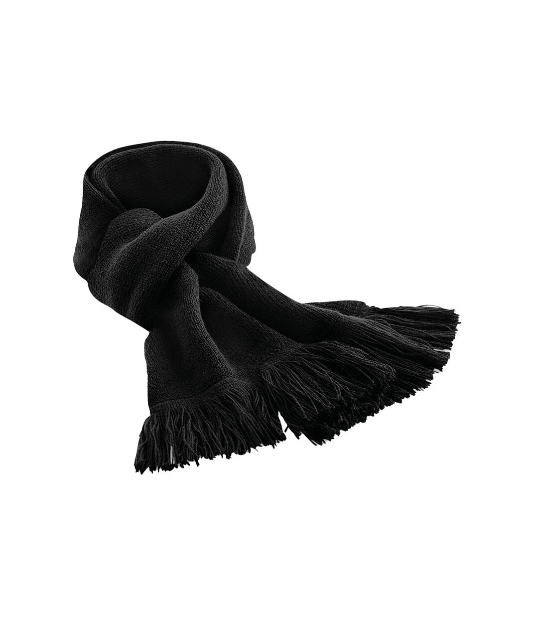 Unisex adult classic knitted winter scarf one size black Beechfield-1