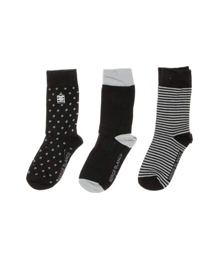x3 paires de chaussettes noir/gris homme serge blanco ass - 39/42