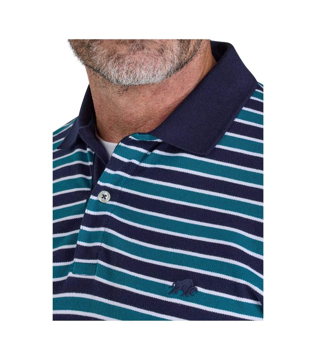 Polo Motif/style Triple Rayures Homme Bleu Marine Raging Bull-4