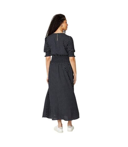Dorothy Perkins Womens/Ladies Spotted Shirred Waist Tall Midi Dress (Black/White) - UTDP4842