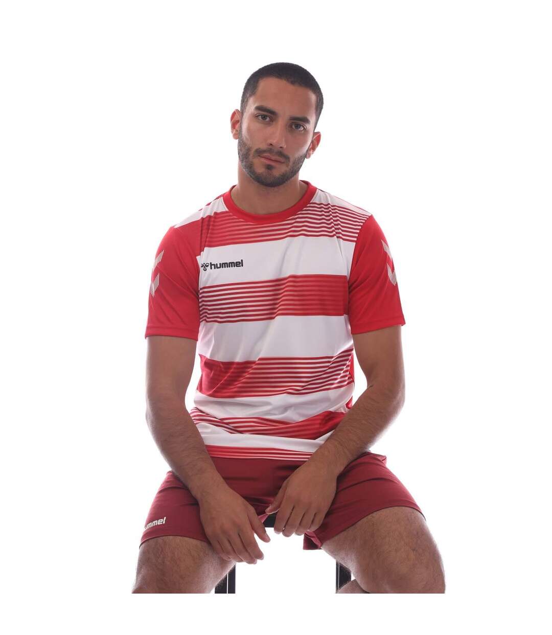 T-shirt Style Rayé Homme Rouge Blanc Hummel-1