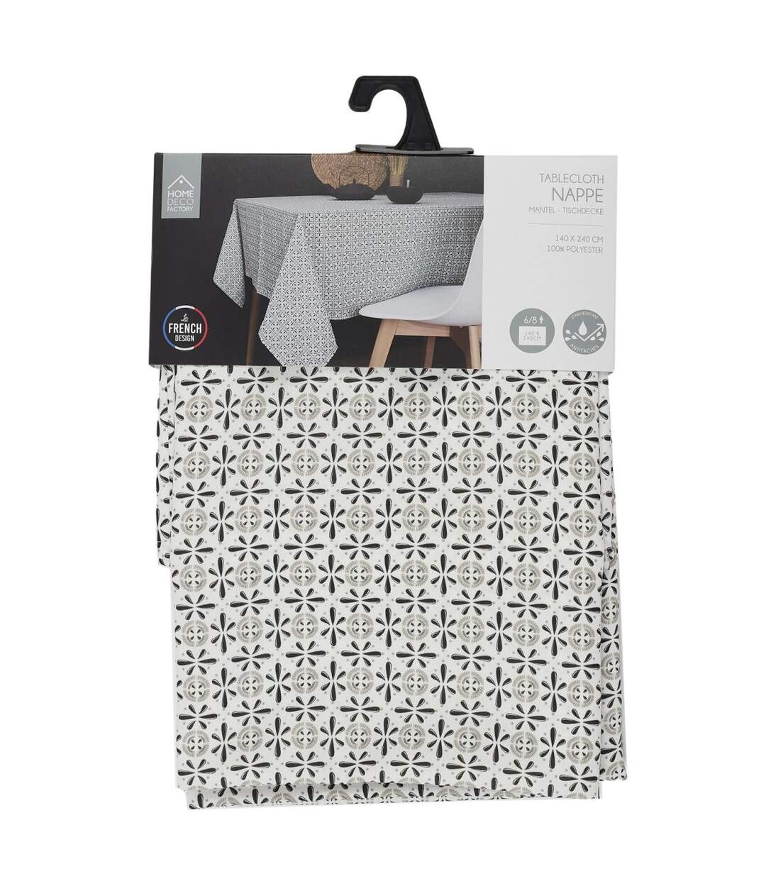 Nappe Antitache Imprimée Cuzca 140x240cm Gris-3