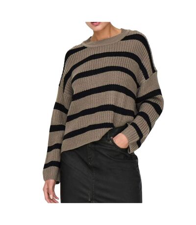 Pull Marron/Noir Femme JDY Stripe Pullover - S