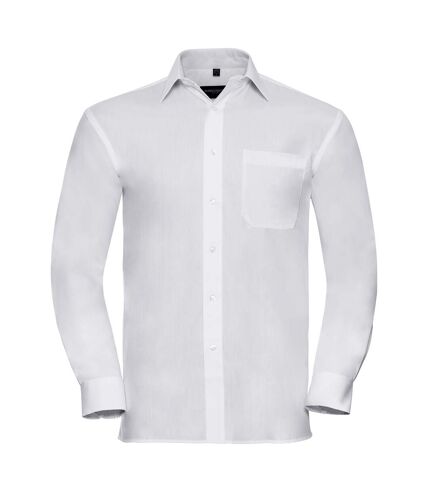 Russell Mens Long Sleeve Pure Cotton Work Shirt (White)