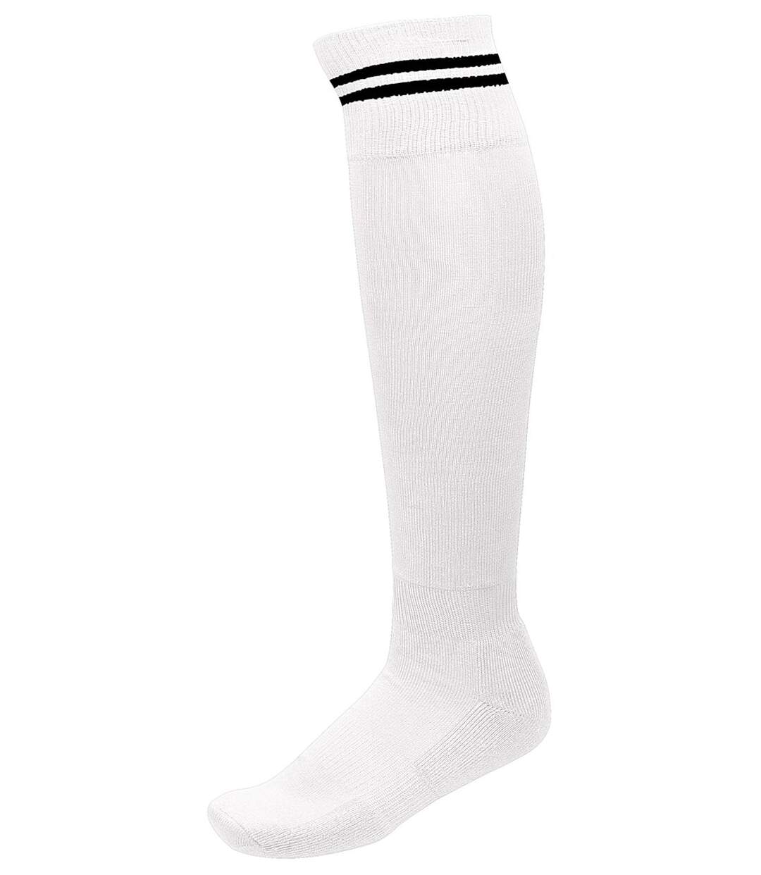 chaussettes sport - PA015 - blanc rayure noir-1