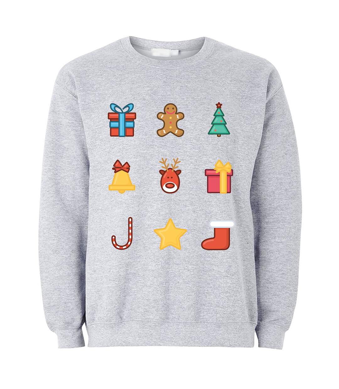 The T-Shirt Factory Mens Christmas Emoji Icons Jumper (Gray) - UTTF188-1