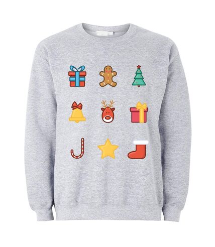 The T-Shirt Factory Mens Christmas Emoji Icons Jumper (Gray)