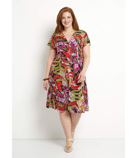 Robe courte cache-coeur imprimée évasée
