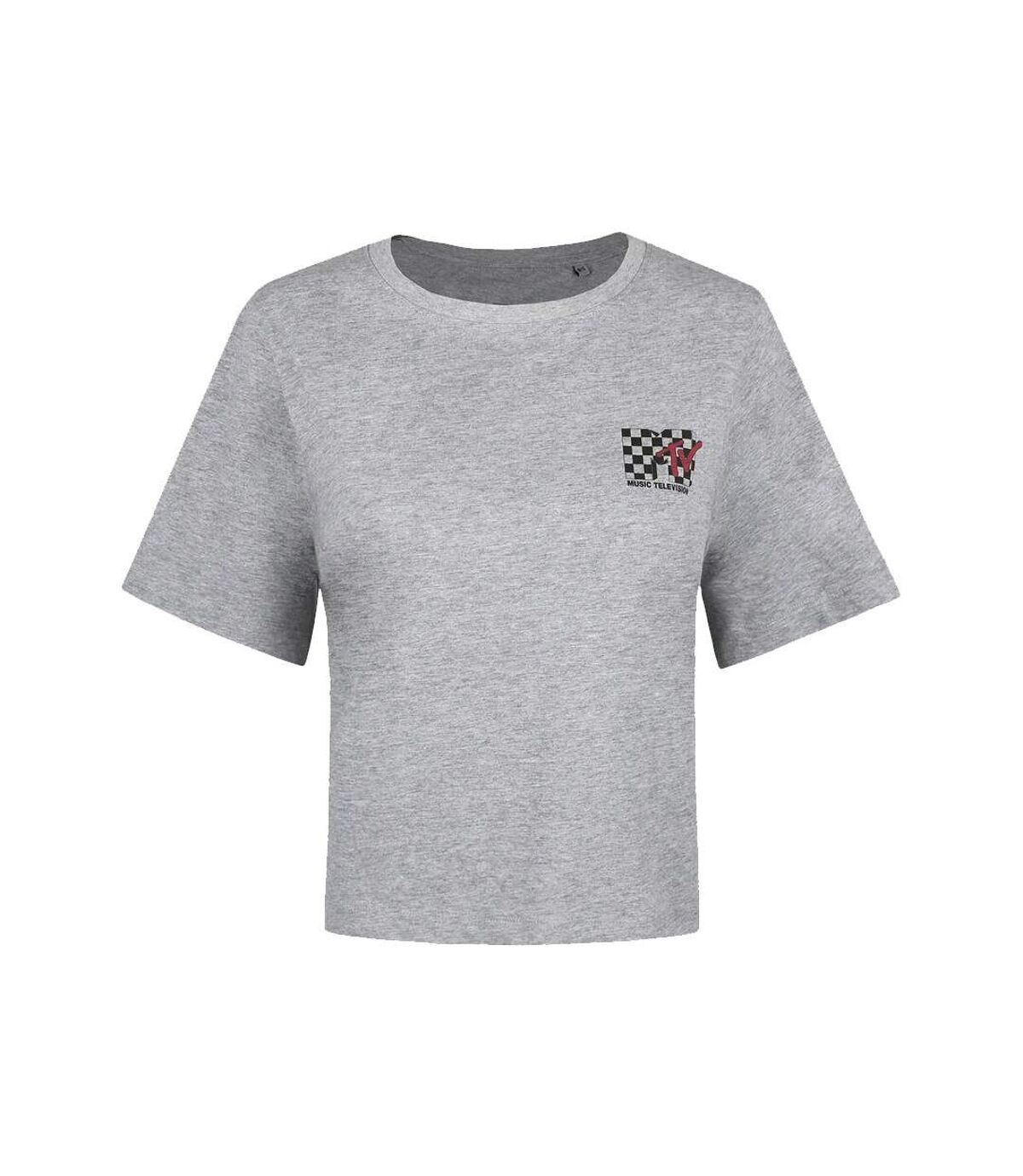 MTV Womens/Ladies Logo Boxy Crop T-Shirt (Gray)