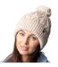 Bonnet chaud en tricot torsadé épais à pompons pour femme-4