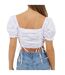 Womens/ladies Puff Sleeve Crop Top White Brave Soul-2