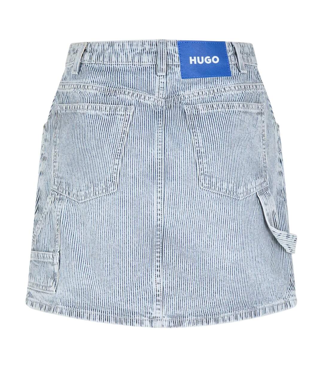 Womens/ladies Gami Denim Regular Mini Skirt Bright Blue Stripe Hugo-2