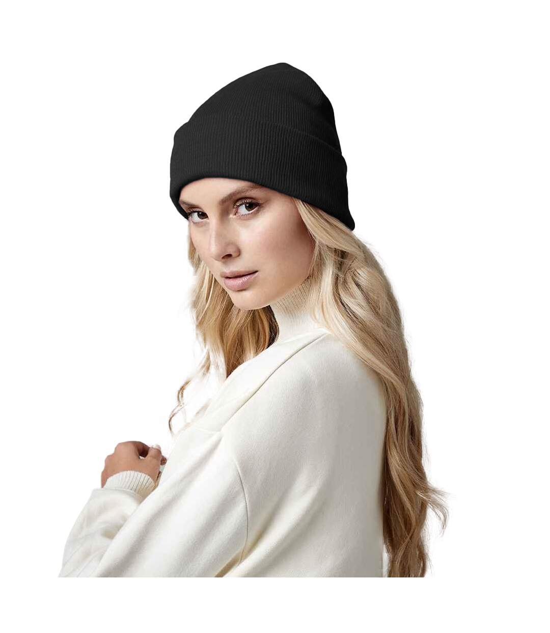 Original Cuffed Organic Cotton Beanie Black Beechfield-3