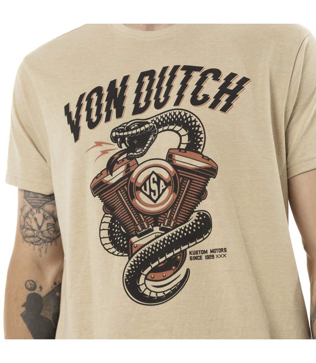 T-shirt homme col rond chiné regular print devant Vibra Vondutch-3