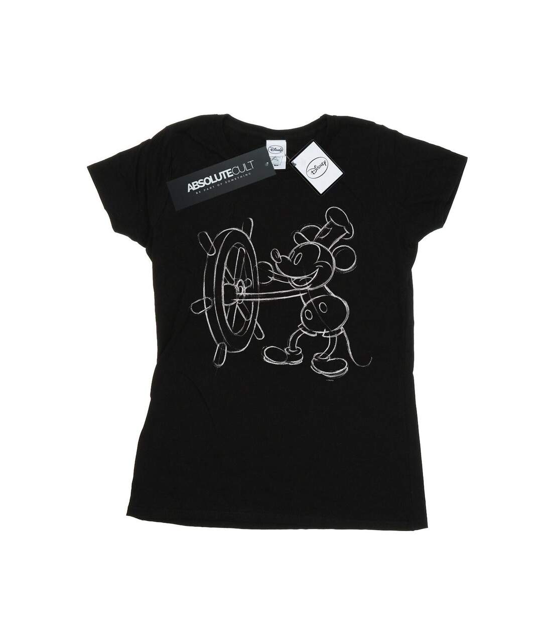 Disney Femme/Les femmes Mickey Mouse Steamboat Sketch - T-shirt en coton (Noir) - UTBI48194-1