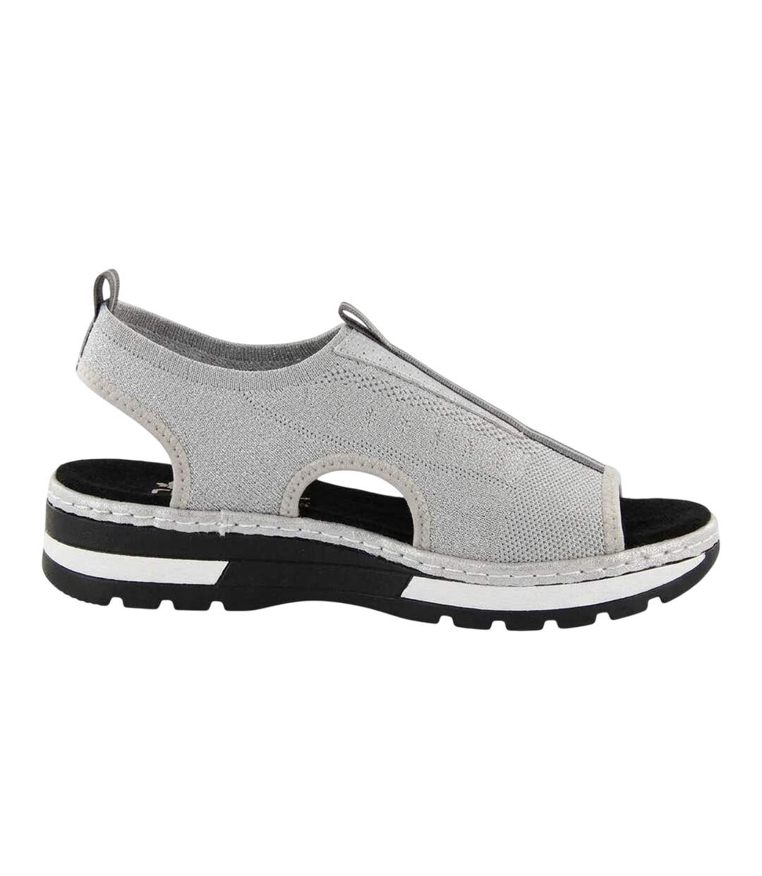 Womens/ladies Wedge Sandals Grey Rieker-1