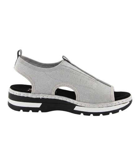 Womens/ladies Wedge Sandals Grey Rieker