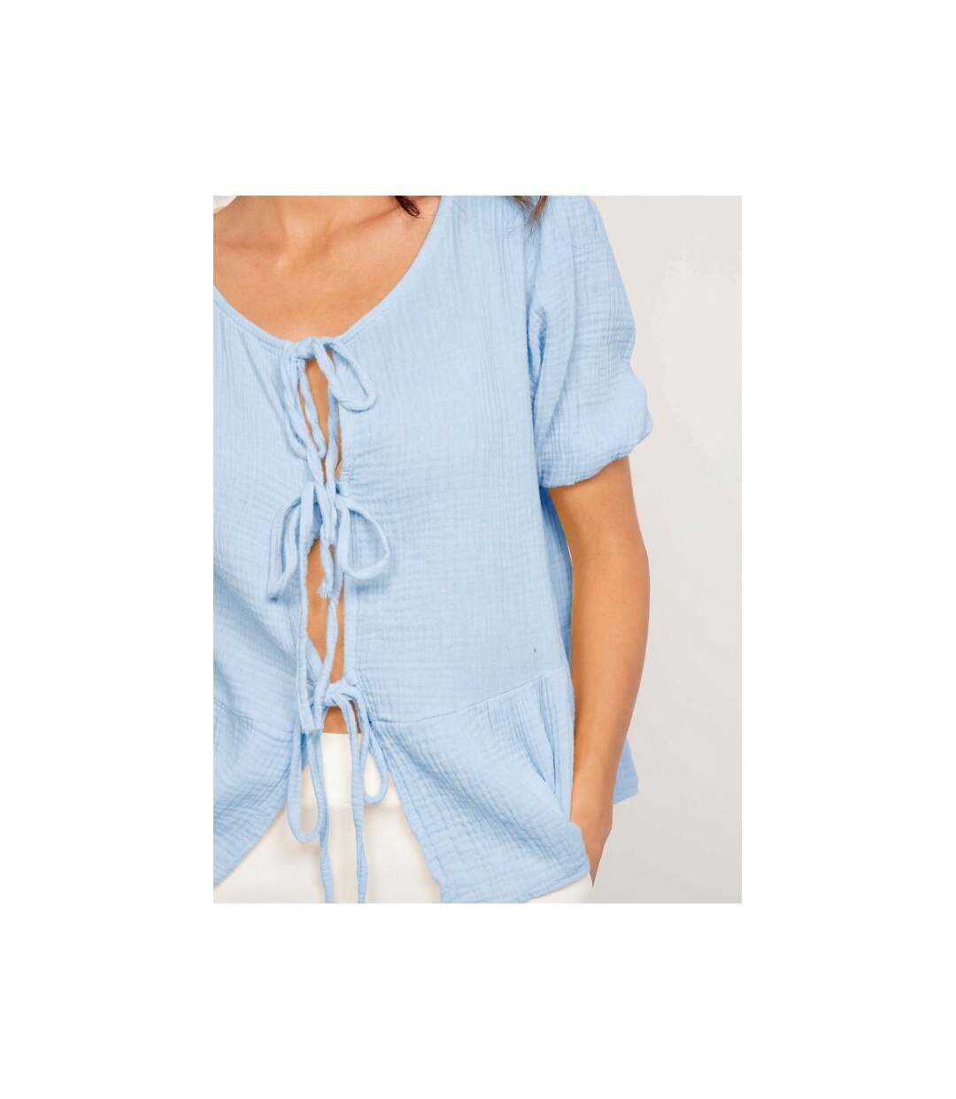 Blouse nouée gaze de conton OLERVIE - Dona X Lisa-3