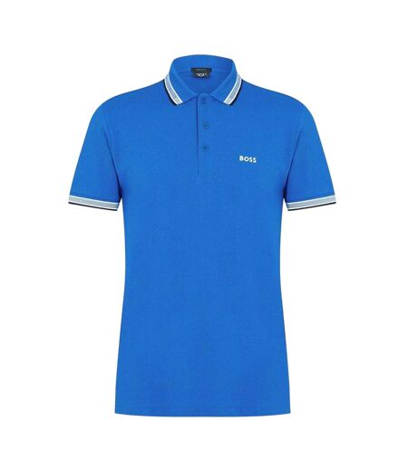 Mens Paddy Contrast Tipped Polo Shirt Blue Boss