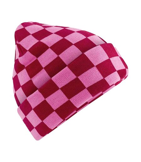 Bonnet Motif/style Damier Adulte Rouge Classique Vrai Rose Beechfield