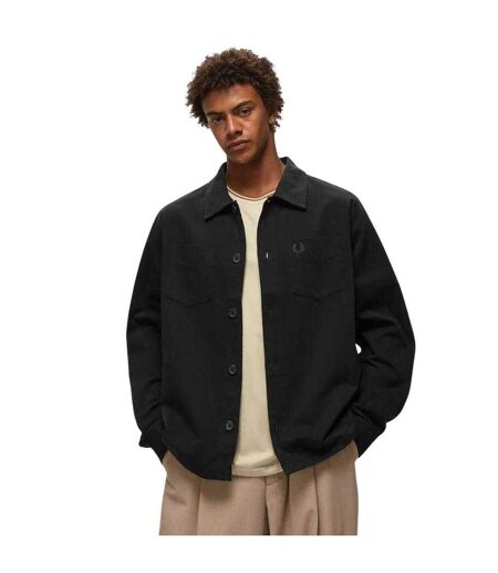 Mens Plain Twill Overshirt Black Fred Perry
