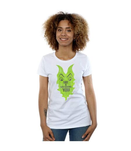 Disney - T-shirt THE DESCENDANTS MALEFICENT SHE IS WATCHING - Femme (Blanc) - UTBI17667