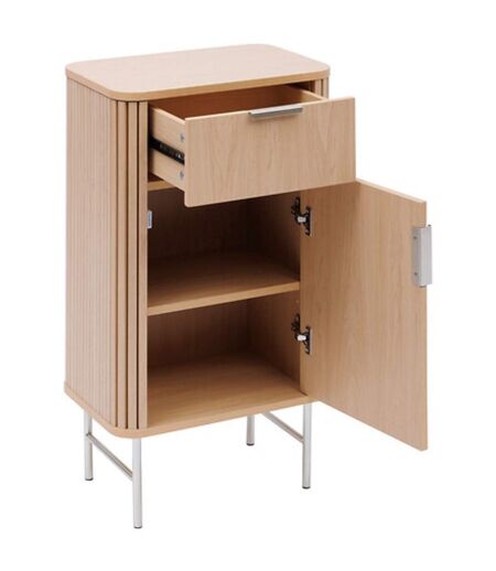 Meuble bas 1 porte et 1 tiroir effet bois clair LIORA - Beige