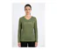 Mayflower NERVAL4 : Tee-shirt femme manches longues vert olive avec petit col V-1