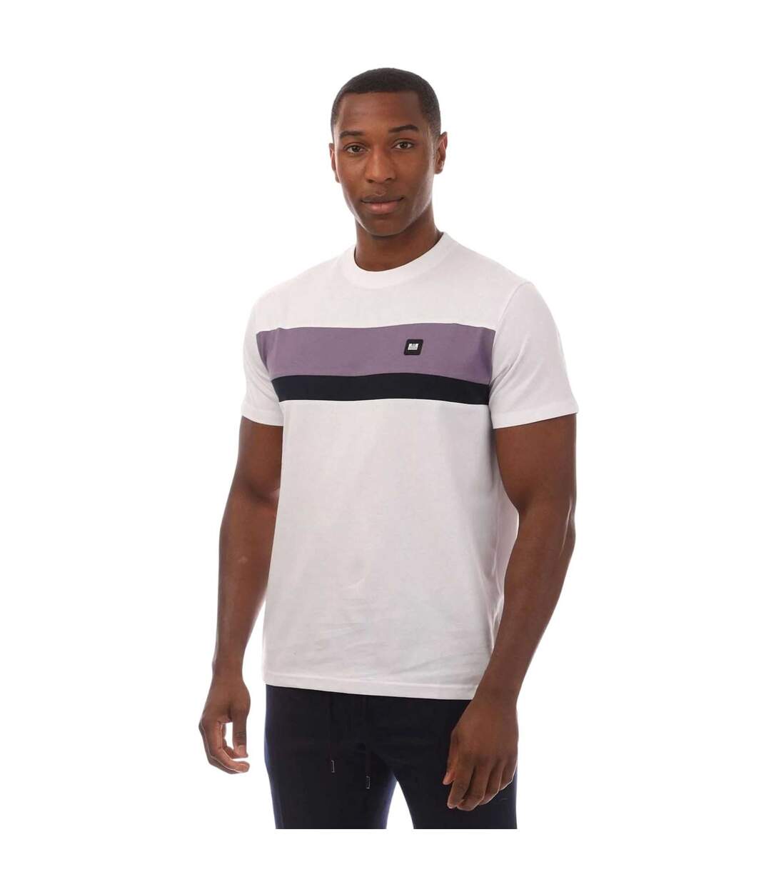 Mens Crossword Colour Block T-shirt White Weekend Offender-2