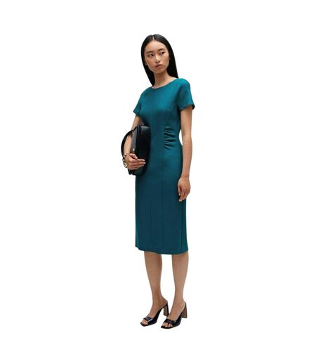 Robe Mi-longue Manches Courtes Femme Vert Boss