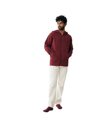 Unisex adult abisko recycled cotton full zip hoodie burgundy Iqoniq