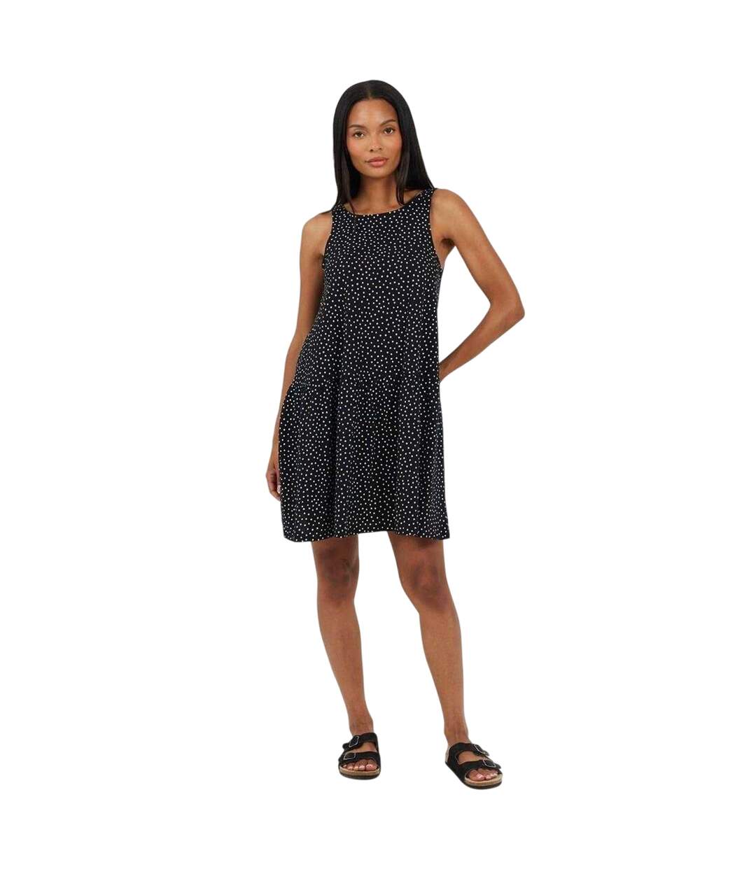 Womens/ladies Tiered V Neck Sleeveless Mini Dress Black White Brave Soul-4