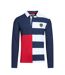 Mens harlequin long-sleeved rugby polo shirt navy Raging Bull