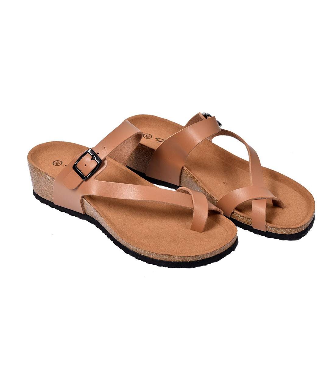 Sandale Femme PREMIUM - Chaussure d'été Qualité et Confort - M28 COMPENSE TAUPE-1