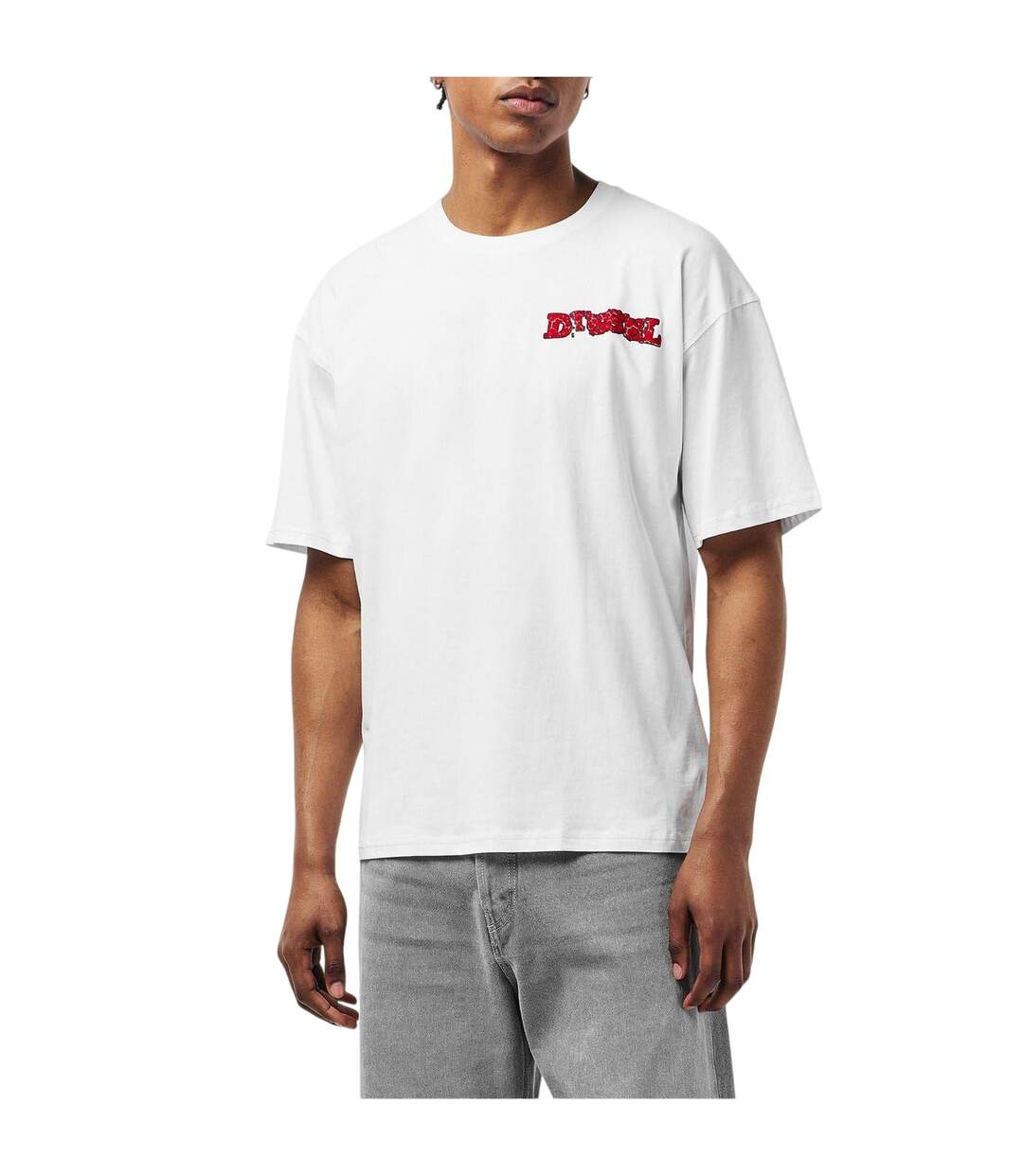 T-shirt Motif/style Graffiti Homme Blanc Diesel-4
