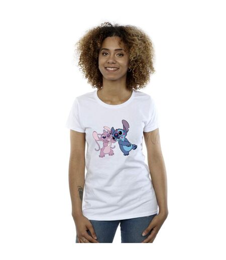 Disney T-shirt en coton Lilo & Stitch Kisses - Femmes/Ladies (Blanc) - UTBI25720